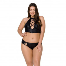 Комплект Passion NANCY BIKINI 6XL/7XL black экокожа с имитацией шнуровки — Keks-Hub