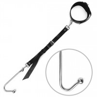 Анальный крюк Art of Sex 1 с ошейником из натуральной кожи, Черный