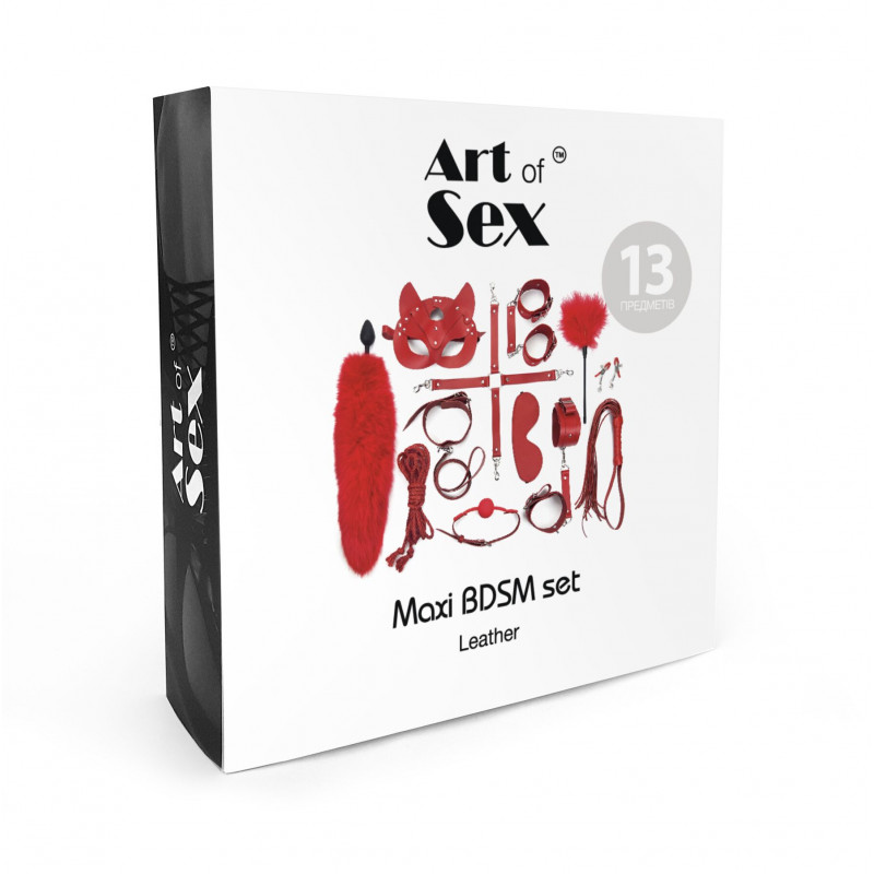 Текстура натуральної шкіри на елементах набору BDSM Art Of Sex Maxi, чорний