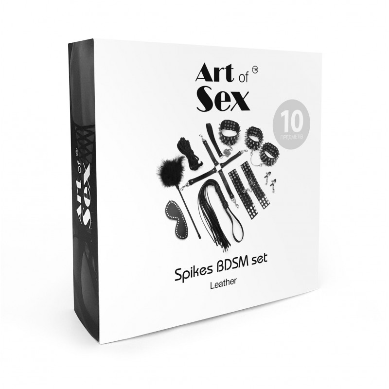 BDSM-набір Art of Sex Spikes BDSM Set Leather, упаковка товару, презентація