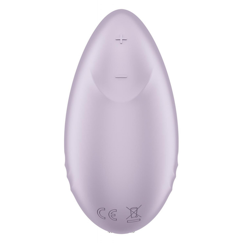 Смарт-вібратор Satisfyer Tropical Tip Light Lilac у розгорнутому вигляді, що демонструє всі його елементи управління та стимуляційні зони