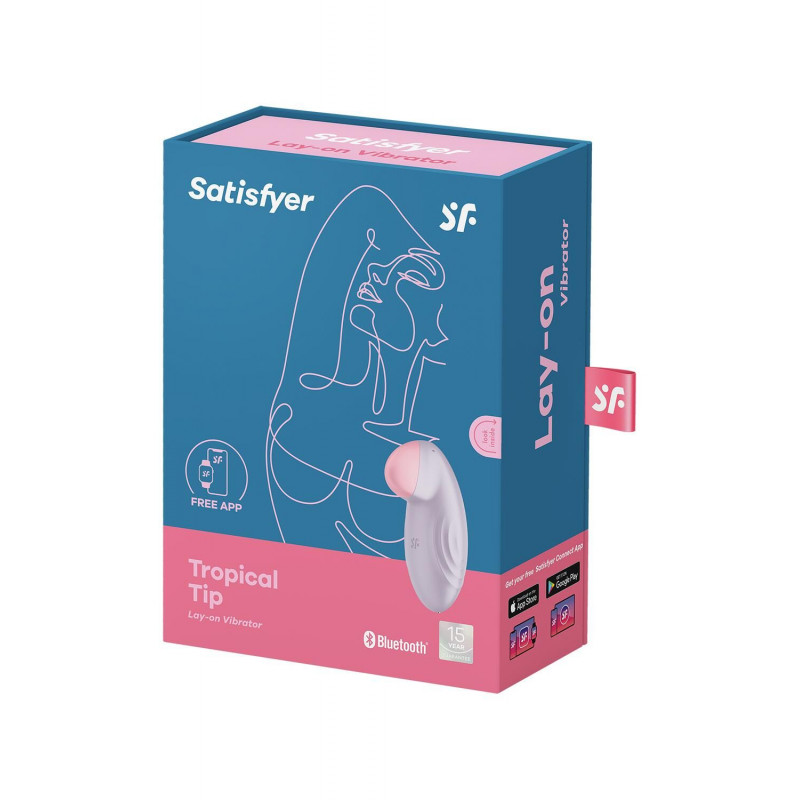 Деталізація кнопки живлення та режимів роботи смарт-вібратора Satisfyer Tropical Tip Light Lilac, що демонструє його технологічність