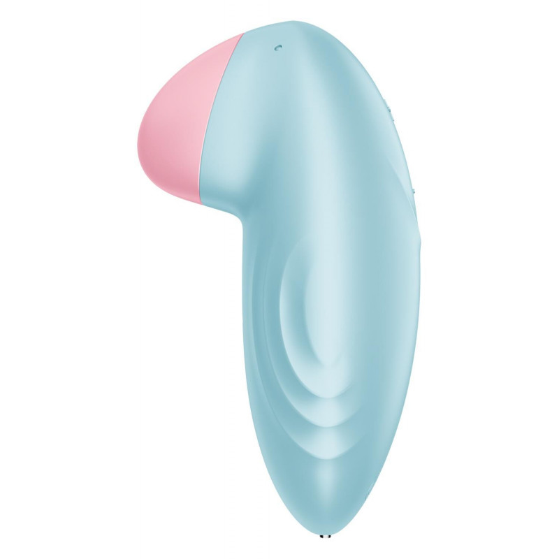 Упаковка світло-блакитного смарт-вібратора Satisfyer Tropical Tip, елегантний дизайн коробки