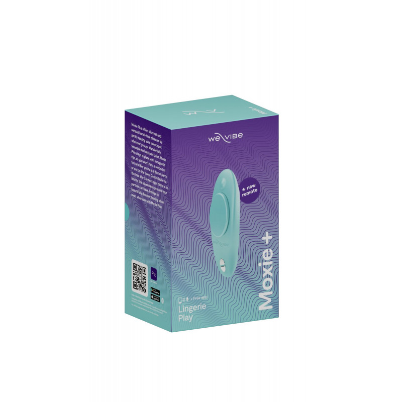 Упаковка смарт-вібратора We-Vibe Moxie+ Aqua, комплект поставки з пультом