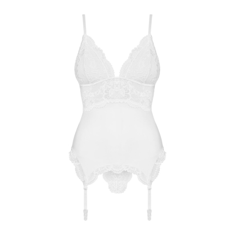 Ніжна текстура сатину білого корсету Obsessive 810-COR-2