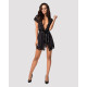Сатиновий відкритий пеньюар Obsessive 810-PEI–1 peignoir black S/M - текстура тканини, блискучий атлас, приємний на дотик