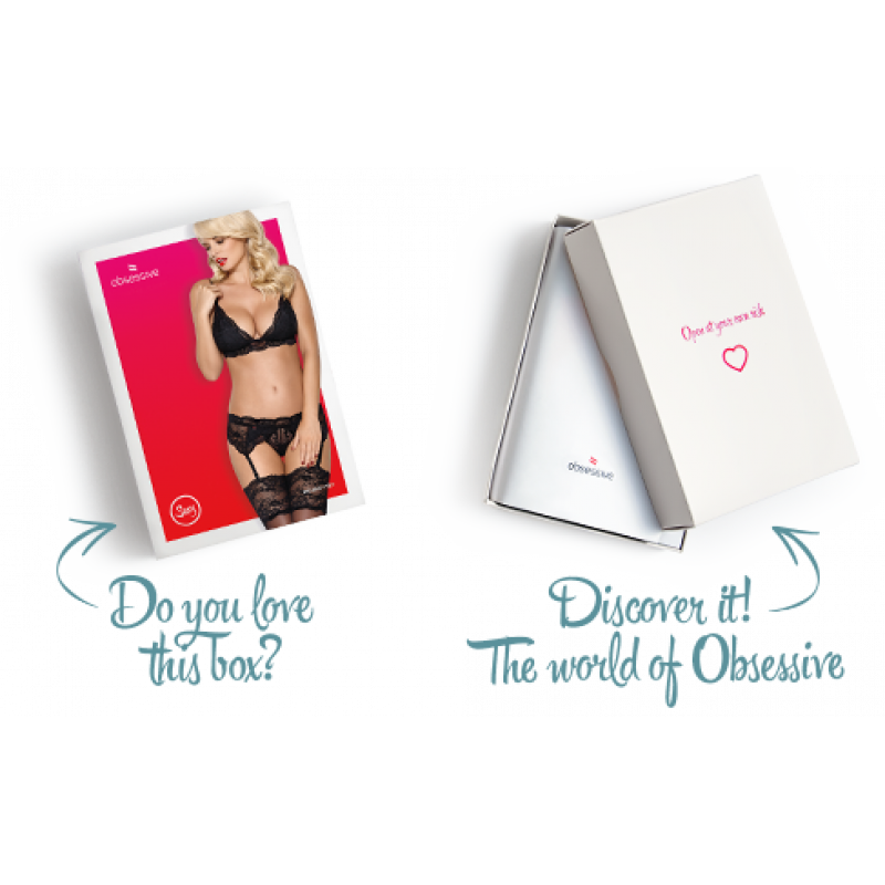 Повна комплектація мереживної білизни Obsessive 810-SEG-1 S/M Black