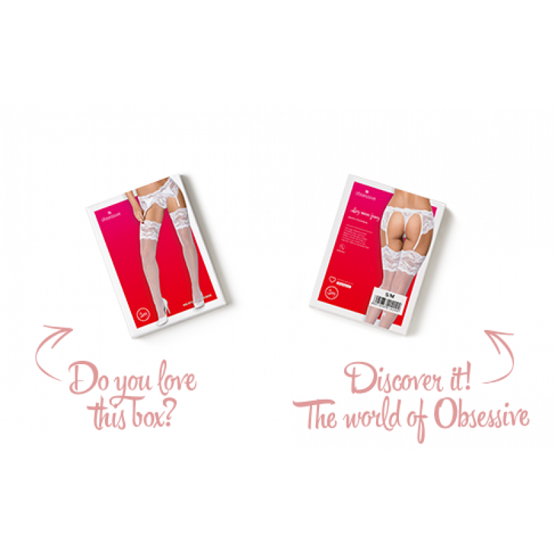 Упаковка білих панчох Obsessive 810-STO-2, розмір L/XL