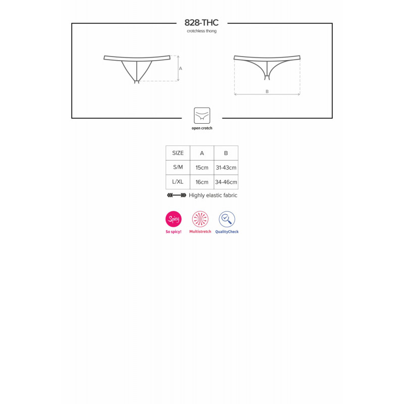 Розмір S/M на мереживних тангах Obsessive 828-THC-1 crotchless thong, чорні