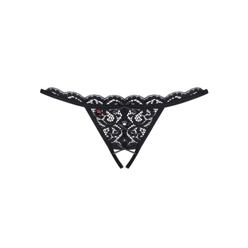 Упаковка мереживних танг Obsessive 831-THC-1 crotchless thong L/XL чорні