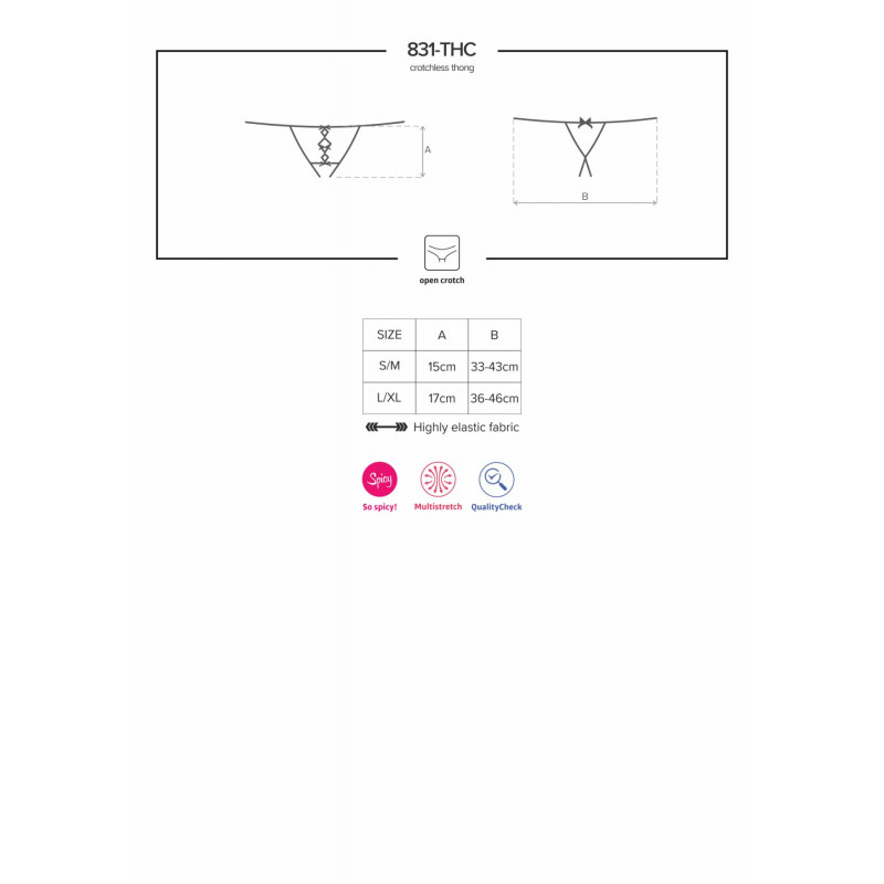 Чорні мереживні танги Obsessive 831-THC-1 crotchless thong L/XL, загальний вигляд