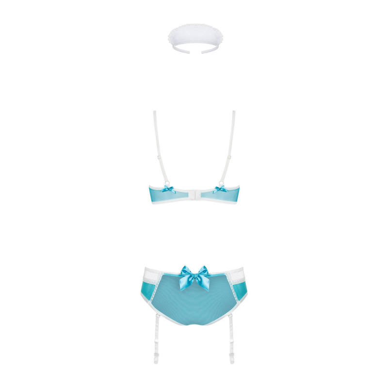 Эротический костюм медсестры Obsessive 834-CST-6, общий вид, L/XL, бело-голубой