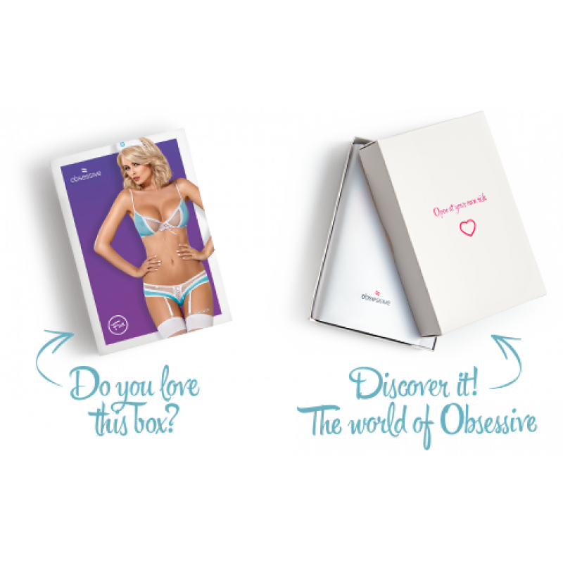 Эротический костюм медсестры Obsessive 834-CST-6, вид сзади, L/XL, бело-голубой