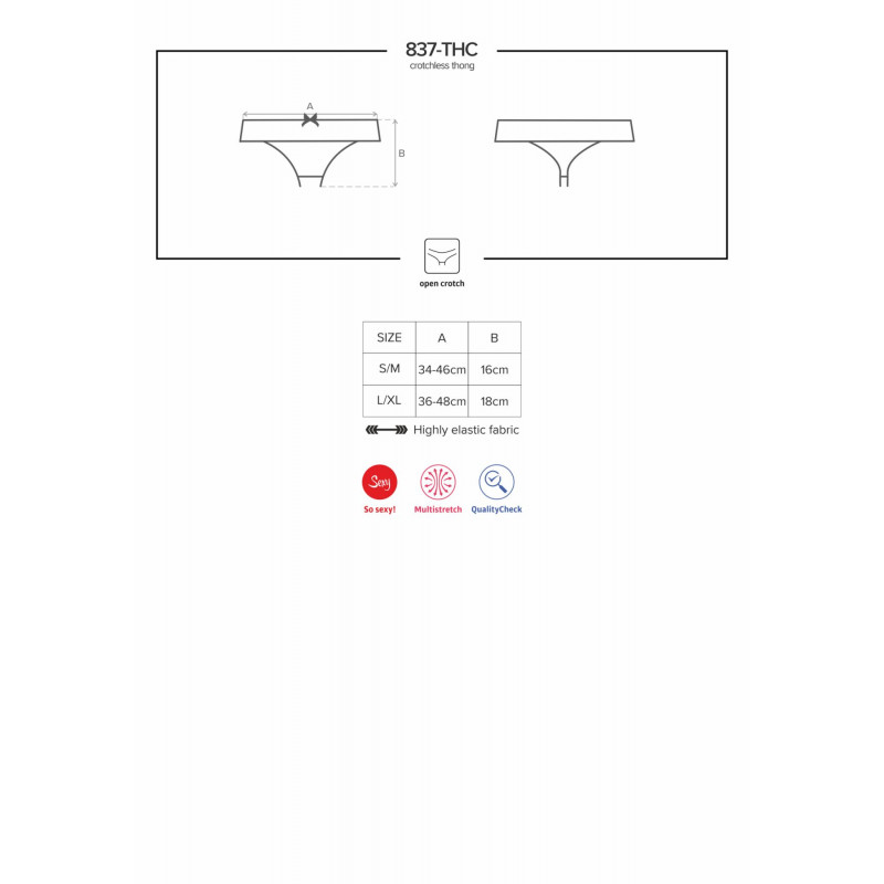 Мереживні танги Obsessive 837-THC-1 чорні - посадка