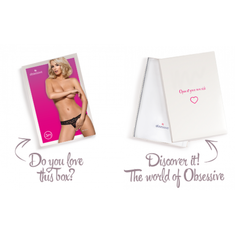 Вишуканий вигляд мереживних танг Obsessive 837-THC-1 чорні