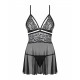 Чорний комплект babydoll Obsessive 838-BAB-1 XXL - витончені лямки та оздоблення