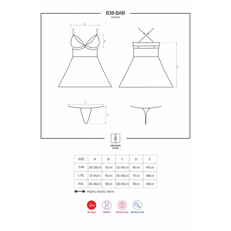 Розмір XXL комплекту Obsessive 838-BAB-1 - зручність та привабливість
