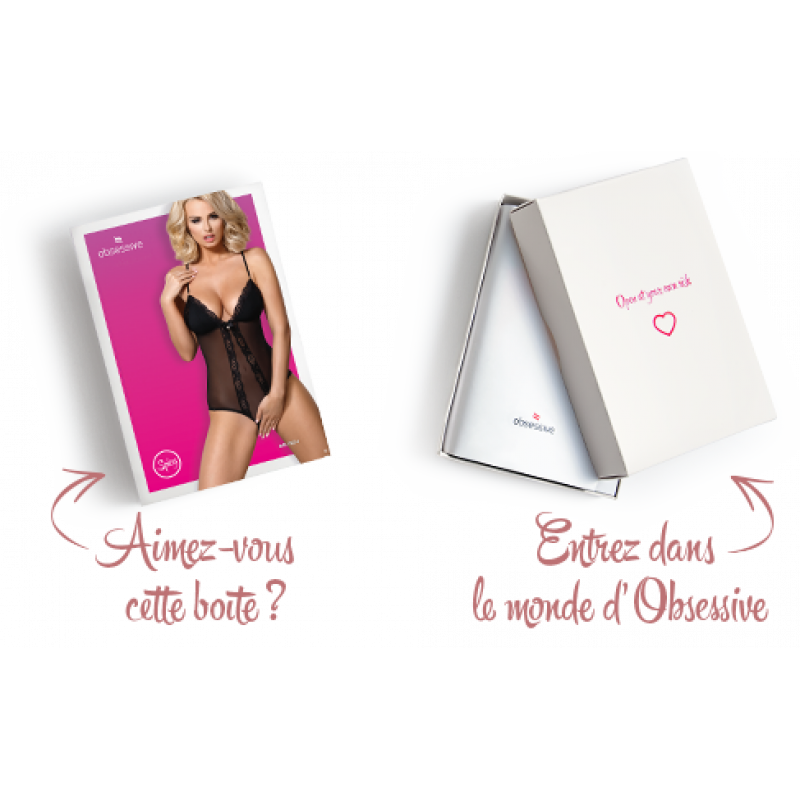 Спинка сітчастого боді Obsessive 841-TED-1 teddy S/M, чорний, витончені деталі