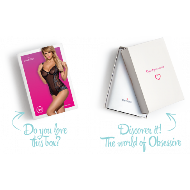 Загальний вигляд спокусливого чорного боді Obsessive Amanta teddy, L/XL