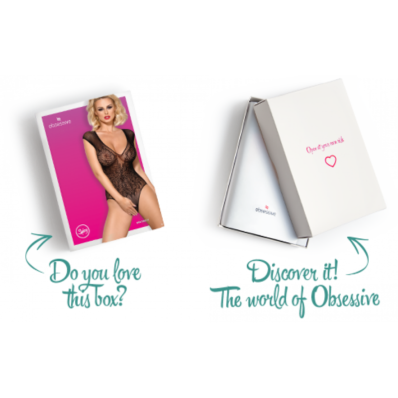 Розмір L чорного бодістокінгу Obsessive B112 teddy, вид ззаду