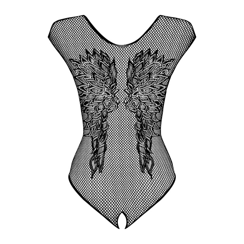 Чорний бодістокінг Obsessive B112 teddy XL/XXL з доступом, вид ззаду, демонструє функціональність