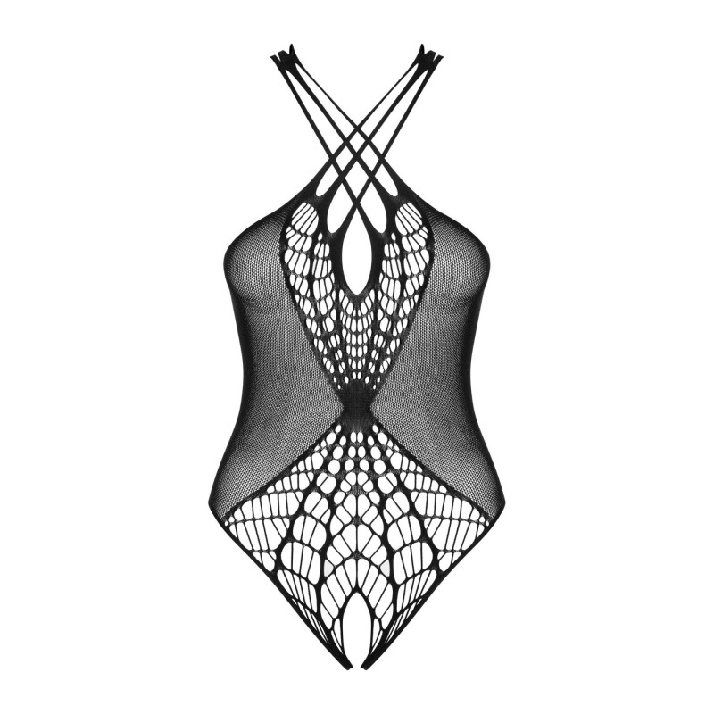 Елегантна упаковка бренду Obsessive для бодістокінгу B118 teddy, чорний, S/M/L