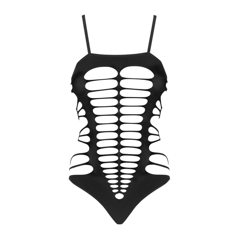 Елегантний задній вигляд чорного бодістокінгу Obsessive B122 teddy, привабливий крій