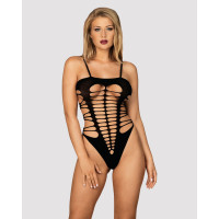 Бодистокинг Obsessive B122 с поперечными вырезами, черный, размер S/M/L