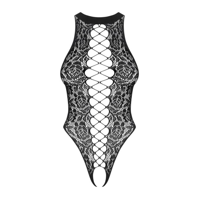 Текстура тканини бодістокінга Obsessive B129 teddy black - м'якість та привабливість