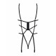 Боді Obsessive Badossa crotchless teddy L/XL, чорне, крупний план, вишивка, декор