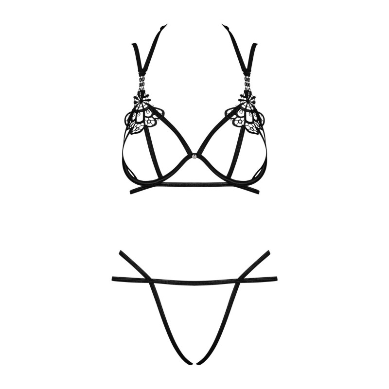 Еротичний комплект Obsessive Badossa 2-pcs set S/M, чорний, з доступом - демонтрація доступу