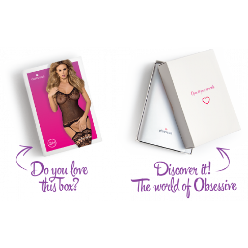 Задня частина бодістокінгу Obsessive F214 black з витонченим вирізом