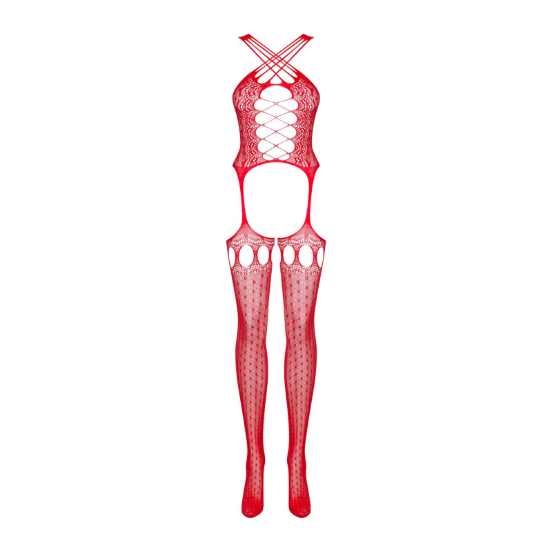 Текстура тканини червоного бодістокінга Obsessive G313, детальний розгляд