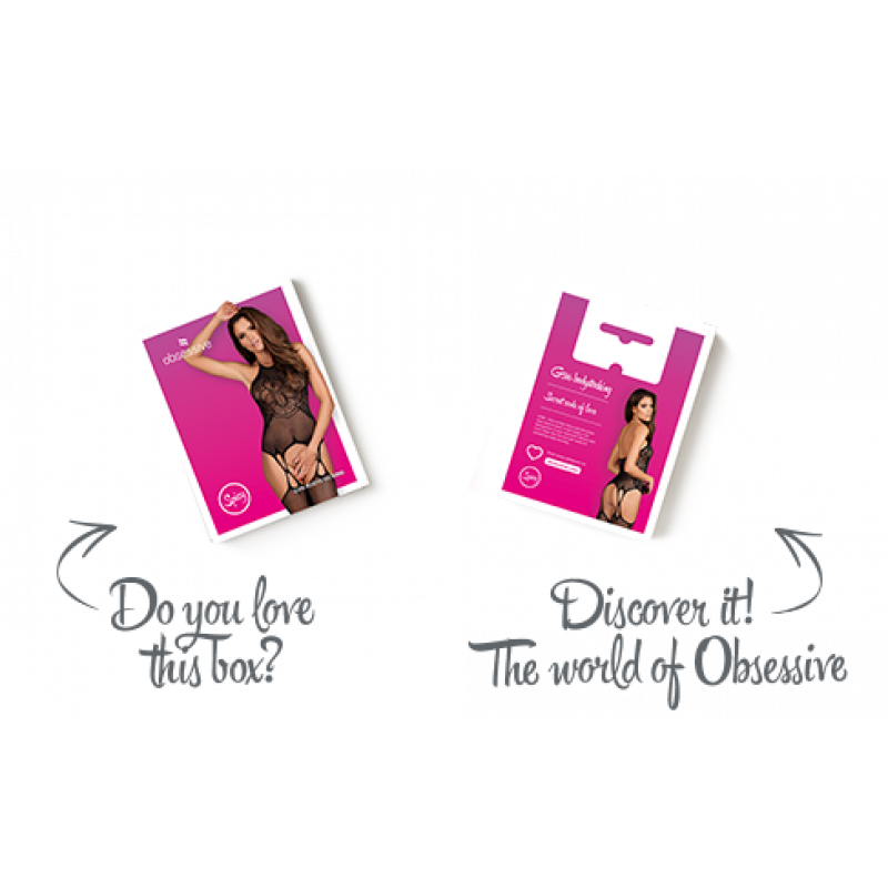 Бодістокінг Obsessive G316 квітковий, деталі в зоні декольте