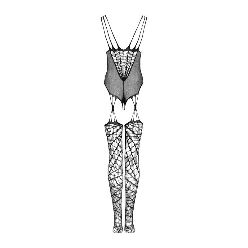 Бодістокінг Obsessive G325 black: повний вигляд, який демонструє його як комбінезон павутина