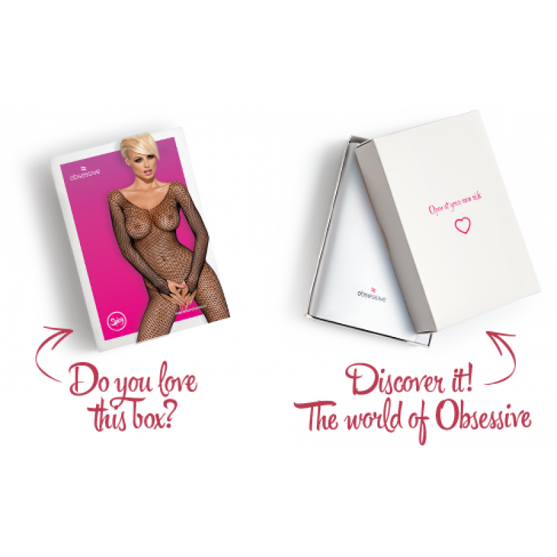 Сетчатый бодистокинг Obsessive Bodystocking N109 black S/M/L, вид сзади, демонстрирующий дизайн спины