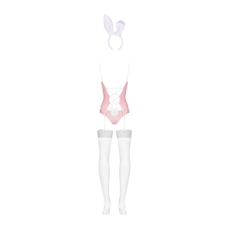 Еротичний костюм зайчика Obsessive Bunny suit 4 шт. рожевий S/M - демонстрація деталей