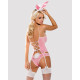 Еротичний костюм Obsessive Bunny suit 4 шт., рожевий, L/XL - вид збоку