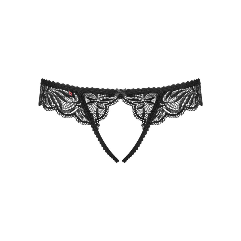 Чорні мереживні танга Obsessive Contica crotchless thong S/M – демонструють елегантність та спокусу