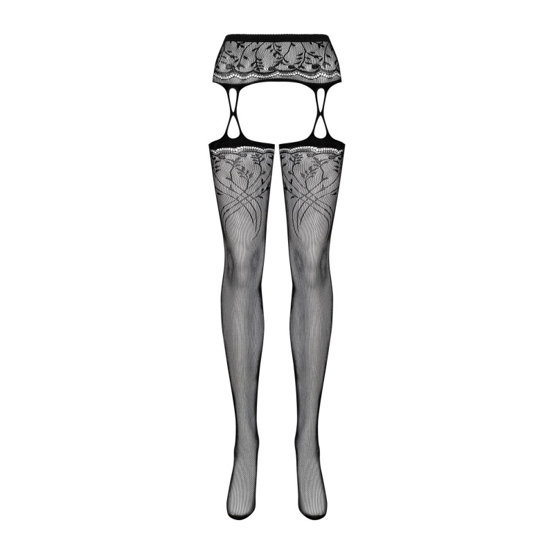 Упаковка панчох-стокінгів Obsessive Garter stockings S206 black S/M/L, бренд Obsessive