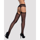 Сітчасті панчохи Obsessive Garter stockings S207, чорні, вид збоку, демонструють щільність сітки