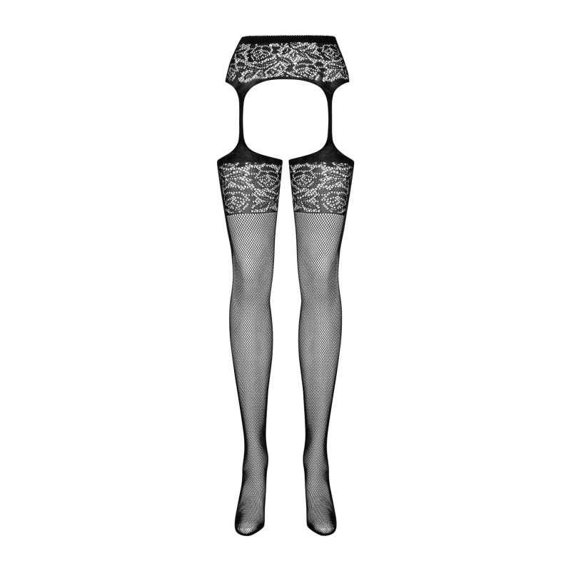 Упаковка товару: сітчасті панчохи-стокінги Obsessive Garter stockings S500S/M/L в брендованій коробці