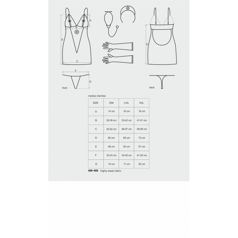 Еротичний костюм медсестри Obsessive Medica dress 5pcs L/XL, упаковка