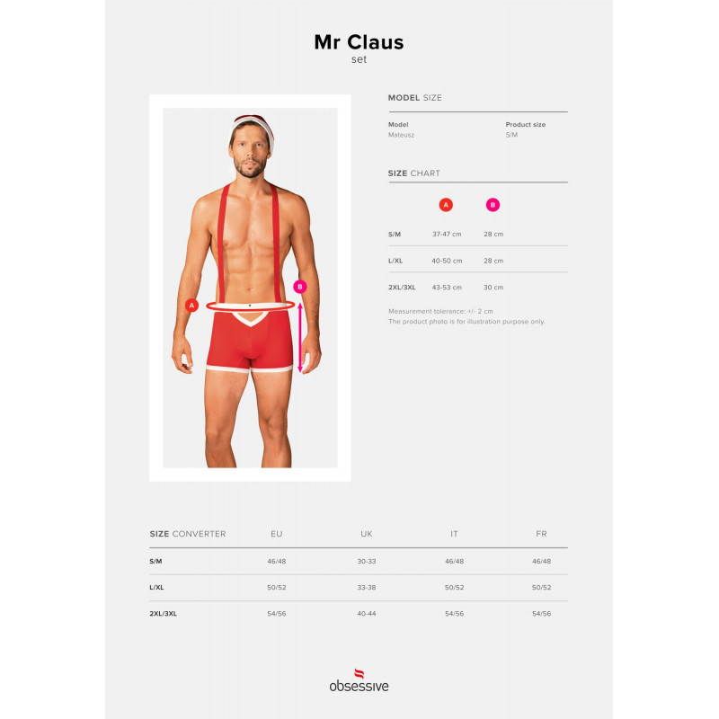Комплект чоловічого еротичного костюма Obsessive Mr Claus: боксери та шапочка