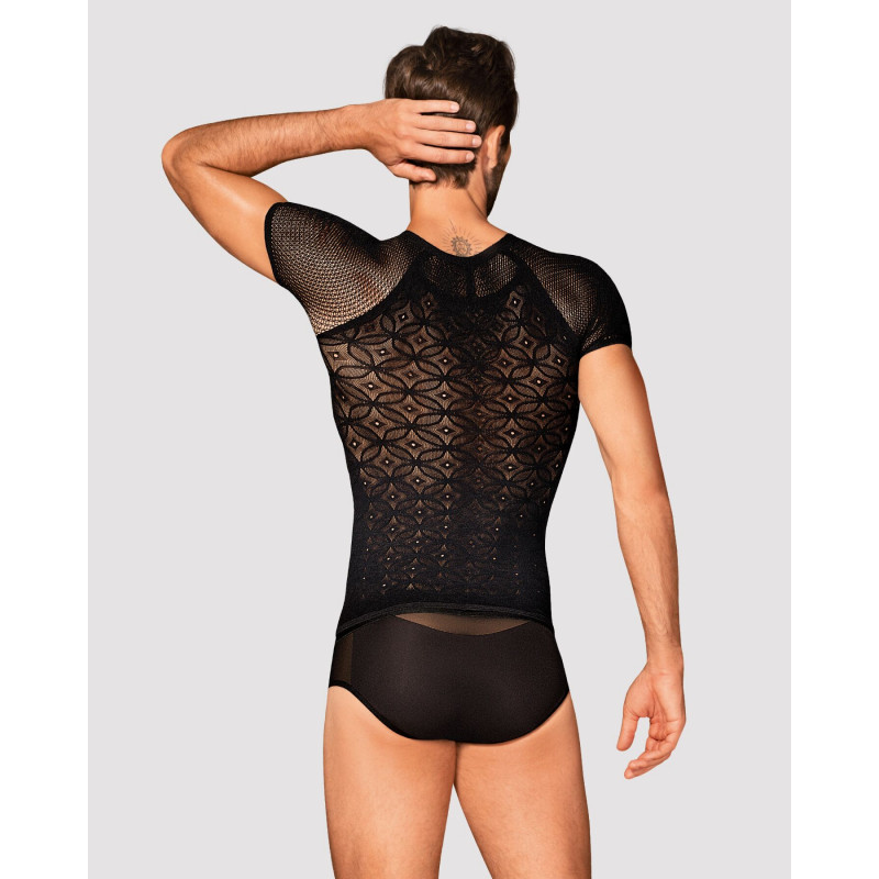 Чоловіча футболка Obsessive T102 чорна, детальний вигляд орнаменту