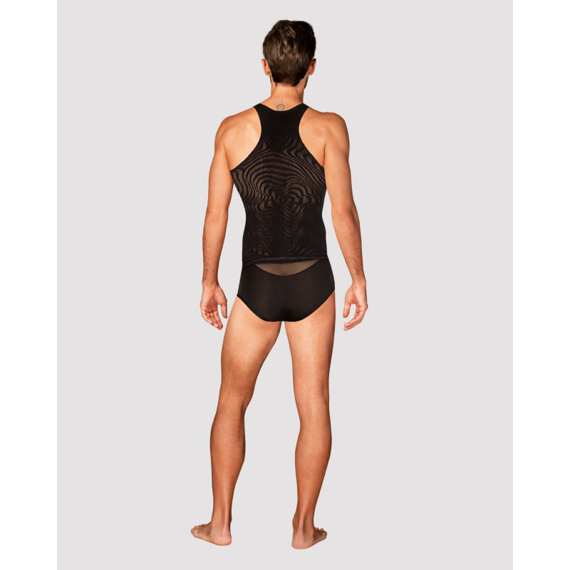 Текстура напівпрозорої тканини чоловічої майки-борцовки Obsessive T103