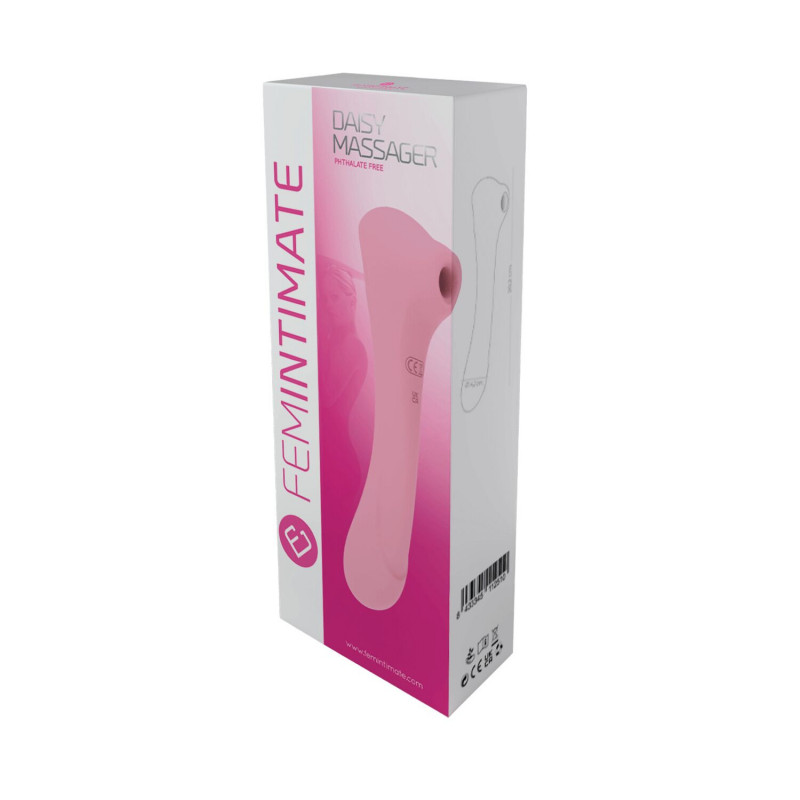 Комплектація вакуумного кліторального стимулятора Femintimate Daisy Massager Pink