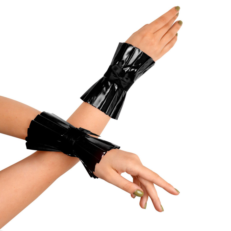 Плісовані манжети Art of Sex - Eva, чорні, вид збоку, підкреслюють форму та еластичність