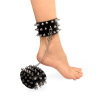 Поножи Art of Sex Rose с шипами из натуральной кожи, черные