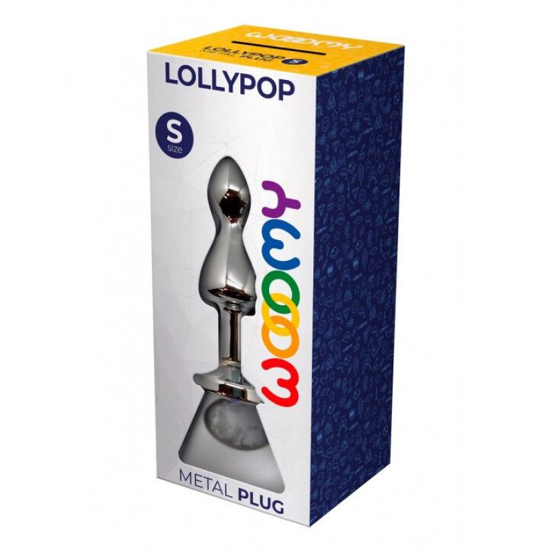 Упаковка металевої анальної пробки Wooomy Lollypop Double Ball Metal Plug S: естетичне пакування бренду Wooomy